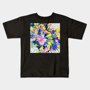 Pink Blue Yellow Flower Blast Kids T-Shirt